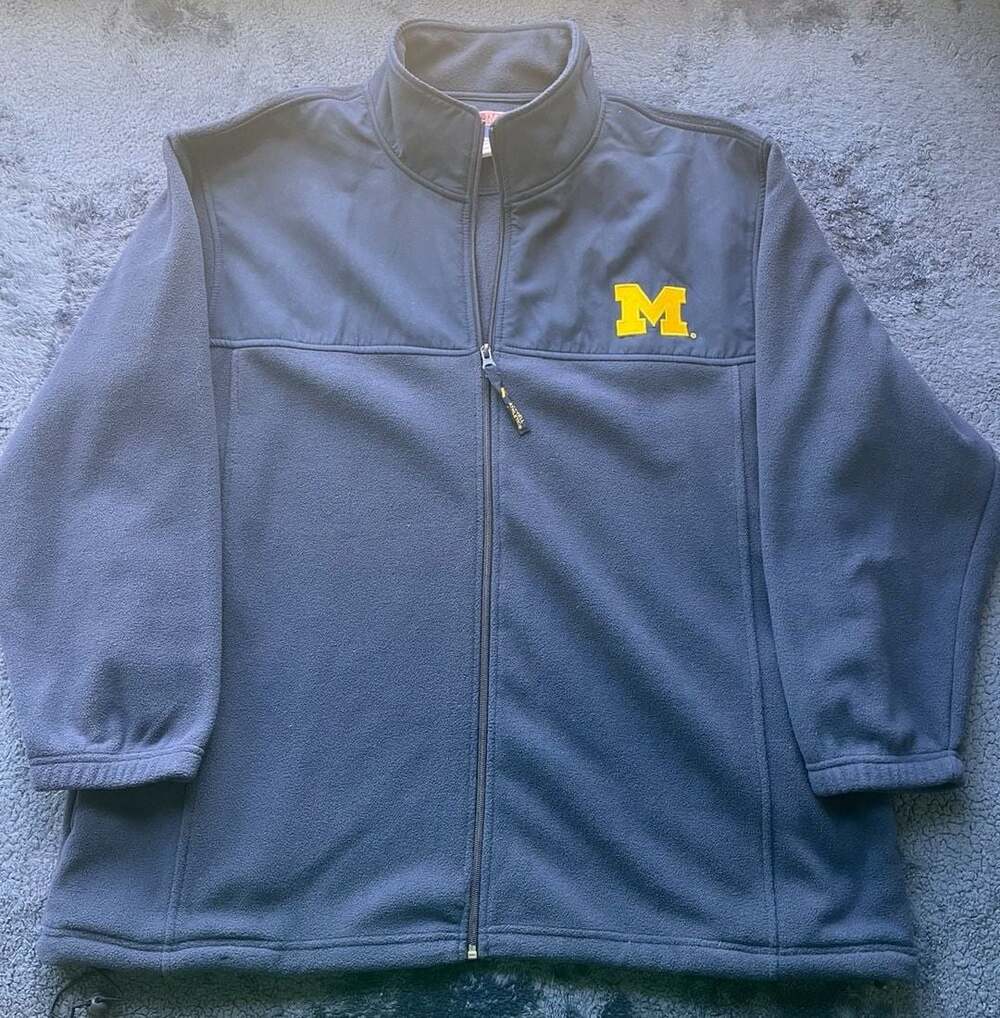 Russell Athletic Team Issue Michigan Wolverines Full-Zip Fleece Jacket Navy 1X